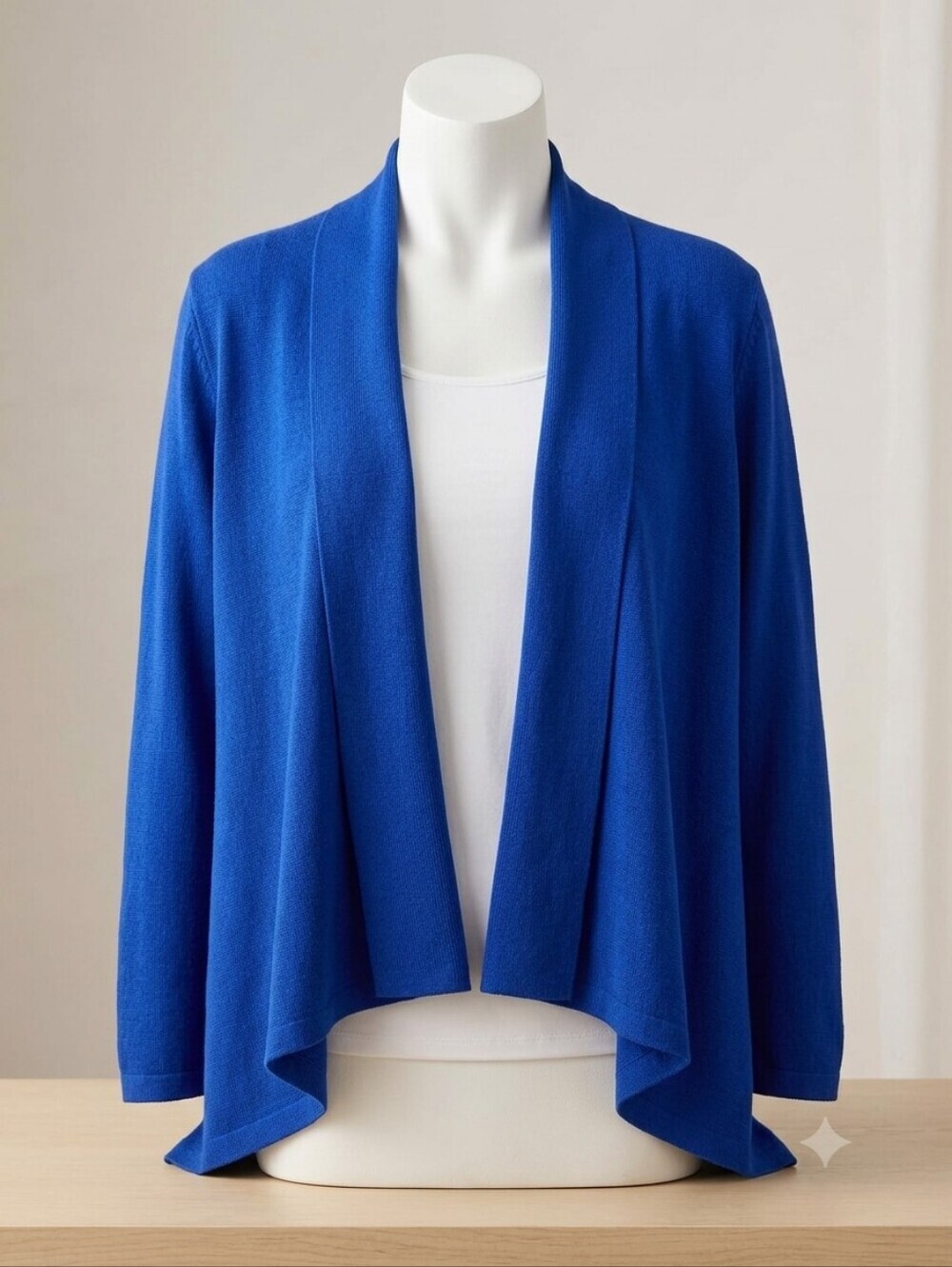 Dana Buchman Royal Blue Open Front Cardigan Ribbed Knit Sweater XL Pre-owned.